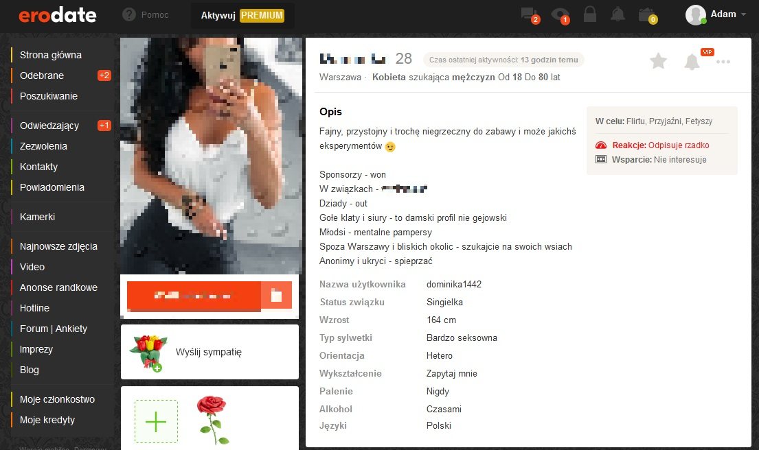przykładowy profil z Erodate